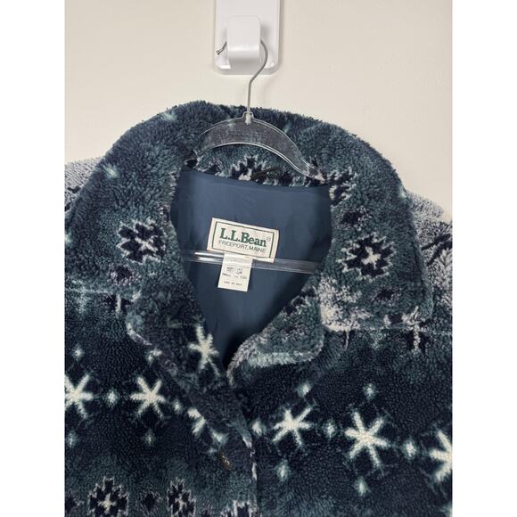 Vintage LL Bean Jacket Fleece Deep Pile Blue Reindeer USA Made 90s M - Picture 13 of 13